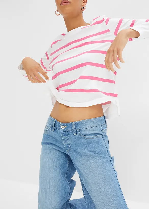 Wide-Leg-Jeans, Low Waist, Lang, bonprix