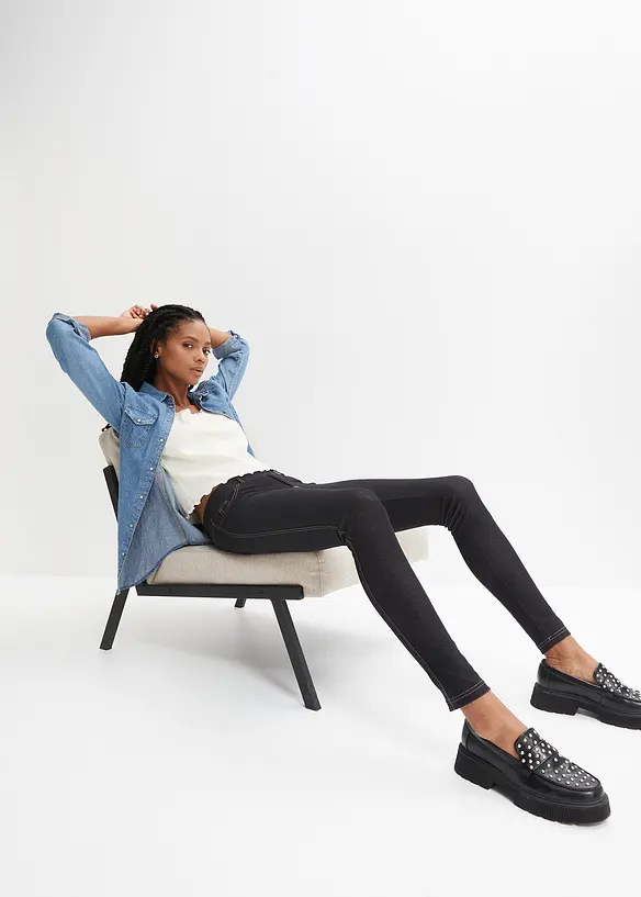 Legging aspect jean en coton mélangé, bonprix