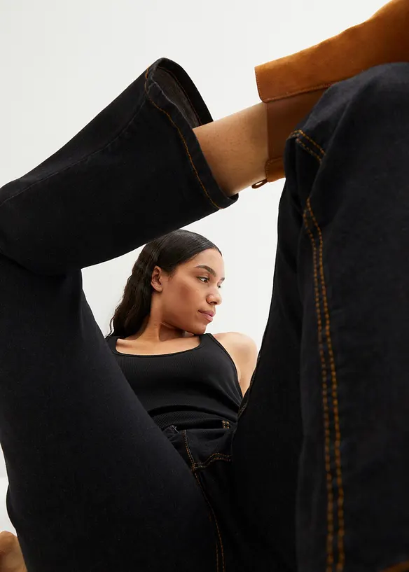Jean droit taille mi-haute, extensible, bonprix