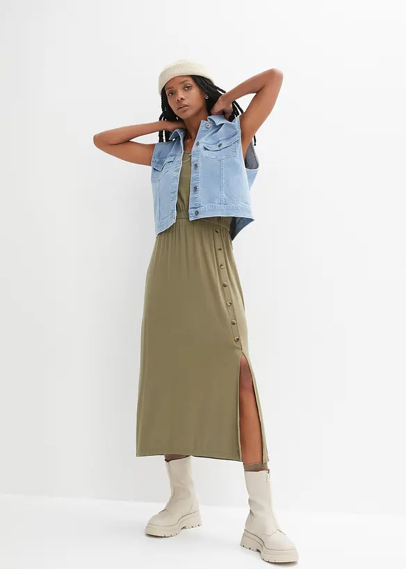 Robe longue à boutons, bonprix
