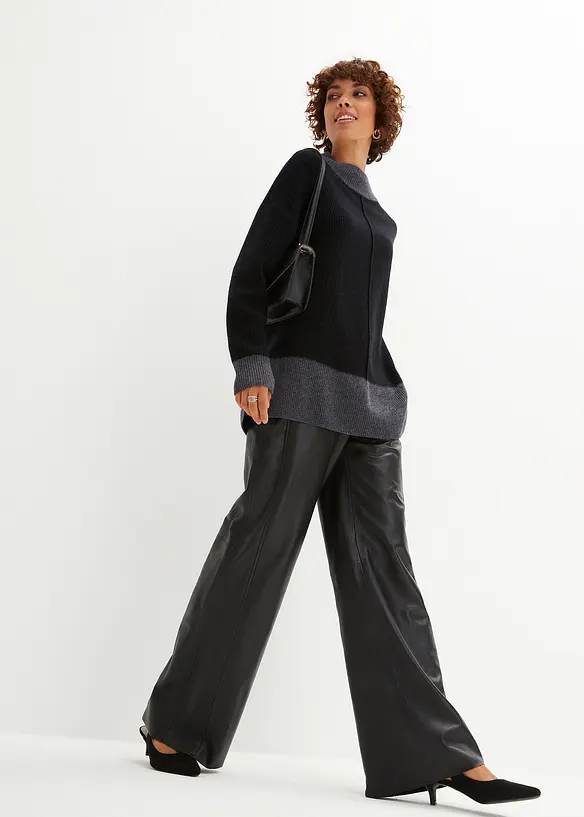 Pantalon large en cuir d&rsquo;agneau nappa, bonprix