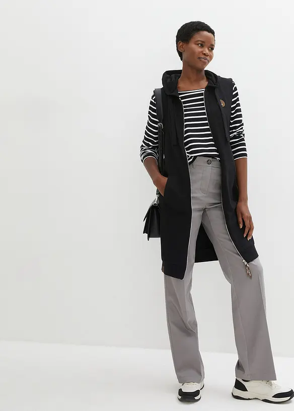 Long-Sweatweste mit Kapuze aus Baumwoll-Mix, bonprix