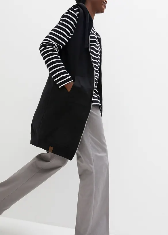 Long-Sweatweste mit Kapuze aus Baumwoll-Mix, bonprix