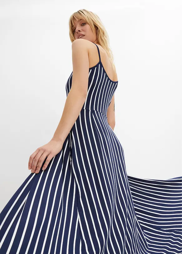 Sommerliches Jerseykleid mit Knopfleiste und Streifen, bonprix