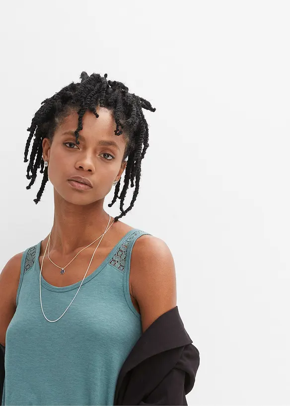 Robe en jersey coton avec dentelle, bonprix