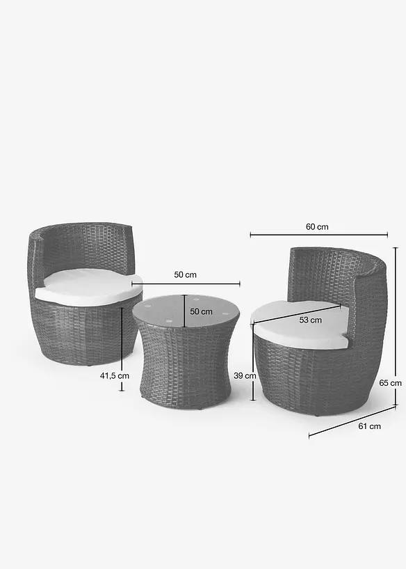 Gartenm&ouml;bel Set (3-tlg. Set), bonprix