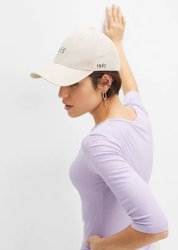 T-shirt côtelé en viscose douce, bonprix