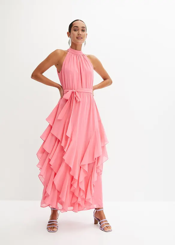 Robe volantée en crêpe, bonprix