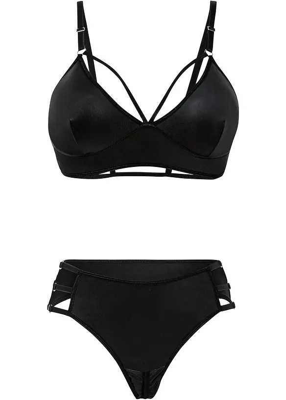 Bustier und String ouvert mit Wetlook (2-tlg.Set), bonprix