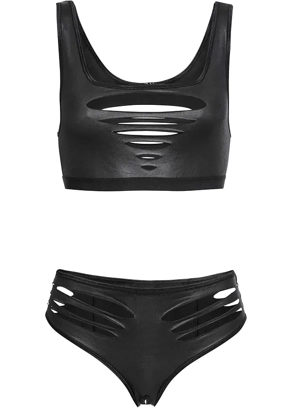 Bustier+Slip ouvert aus Wetlook (2-tlg.Set), bonprix