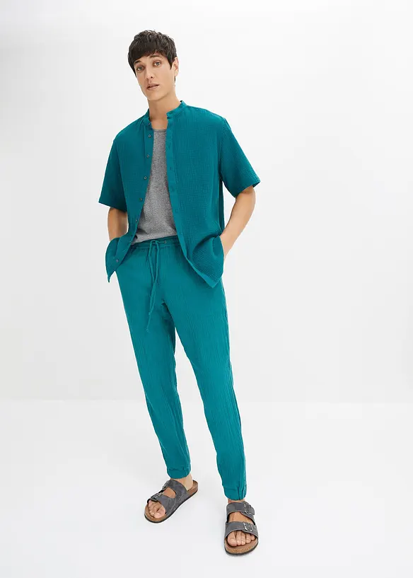 Kurzarmhemd aus Musselin in Regular Fit, bonprix