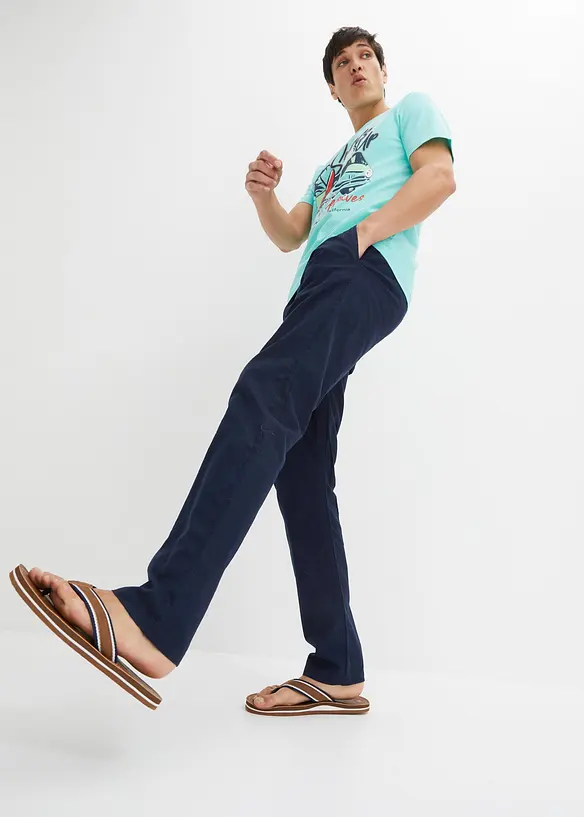 Pantalon taille élastiquée Regular Fit en lin majoritaire, Straight, bonprix