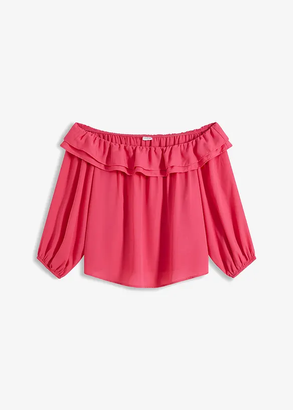 Carmenbluse aus recyceltem Polyester, bonprix