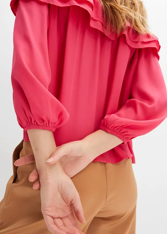 Carmenbluse aus recyceltem Polyester, bonprix