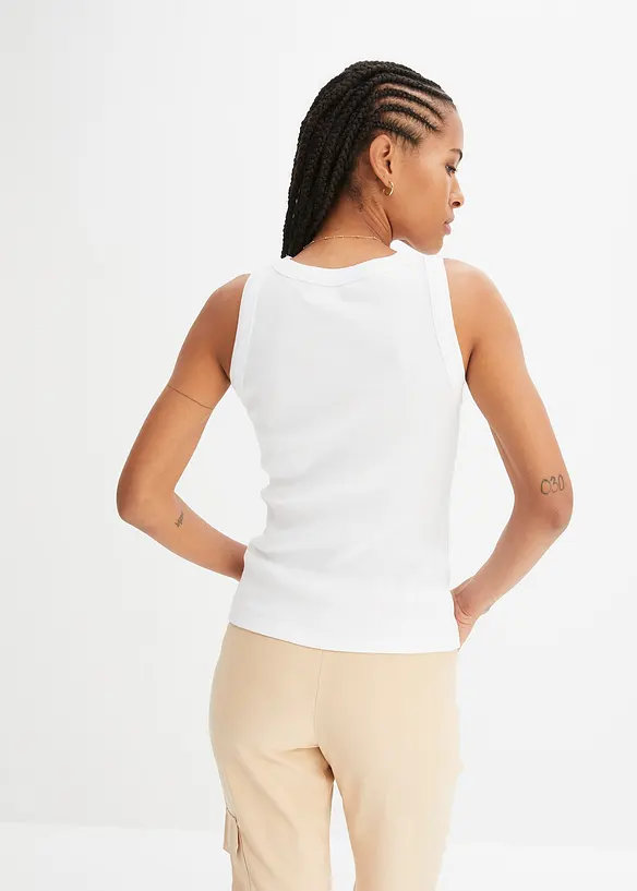 Débardeur côtelé 100% coton, bonprix