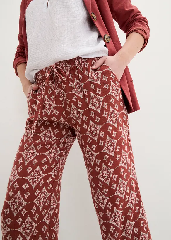 Pantalon palazzo imprimé avec taille élastiquée, bonprix
