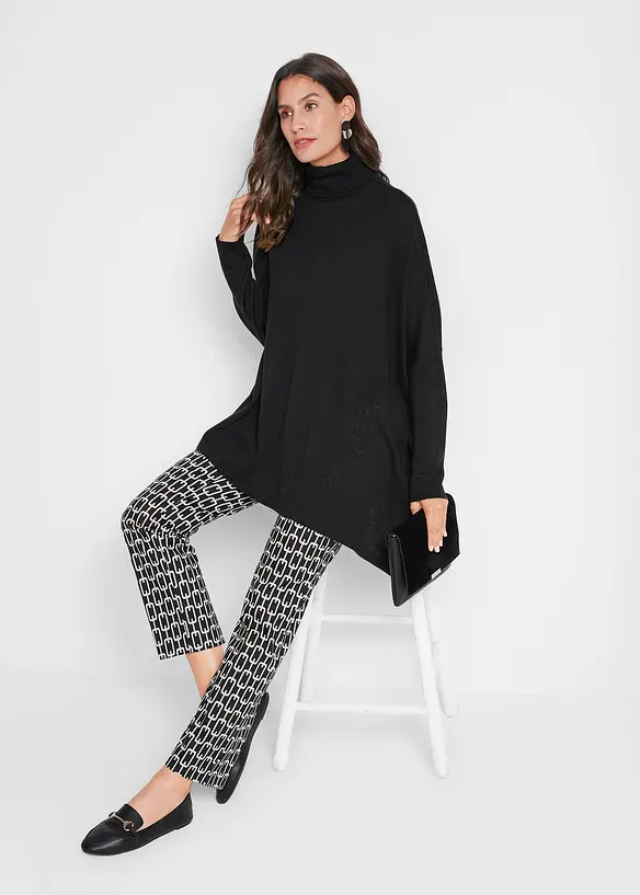 Pull-poncho asymétrique à col roulé, bonprix