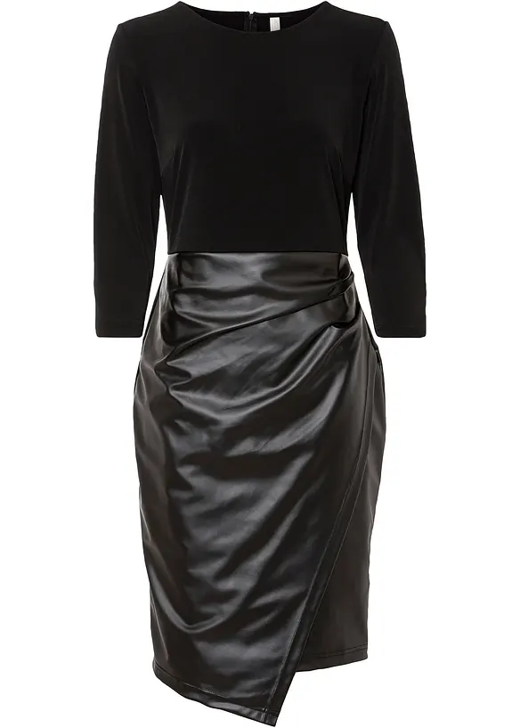 Robe bi-matière avec haut en jersey, bonprix