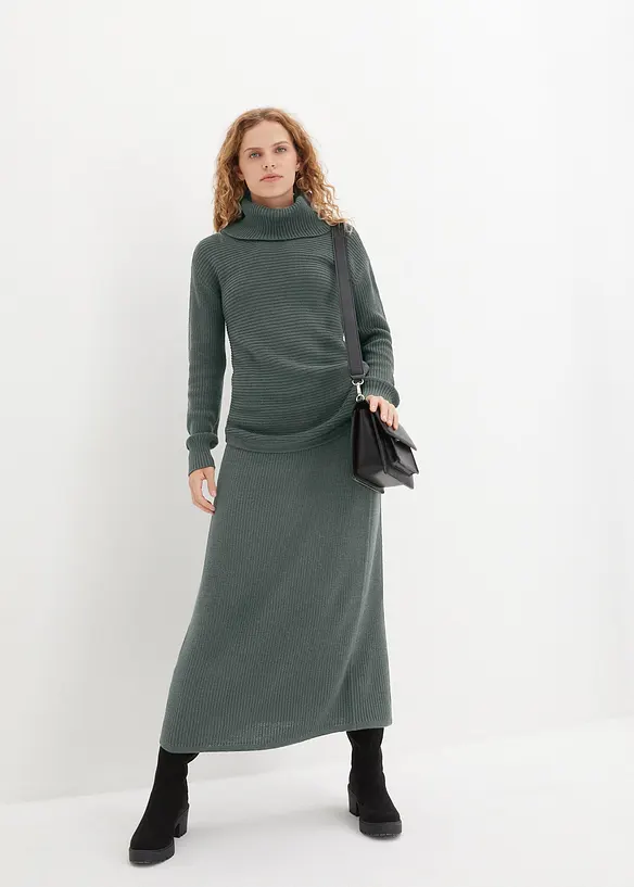 Jupe &eacute;vas&eacute;e en maille, bonprix