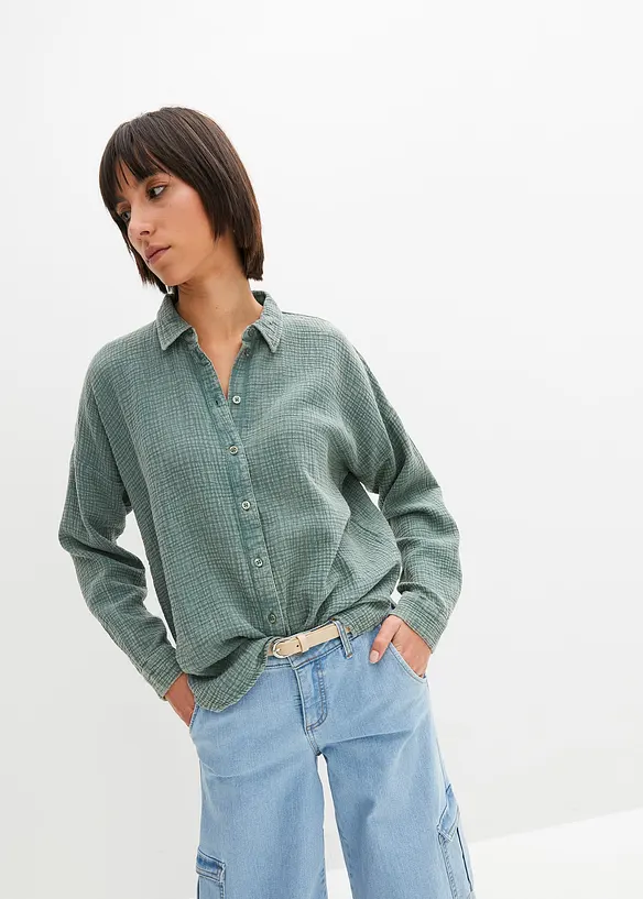 Weite Bluse in Used Optik, bonprix