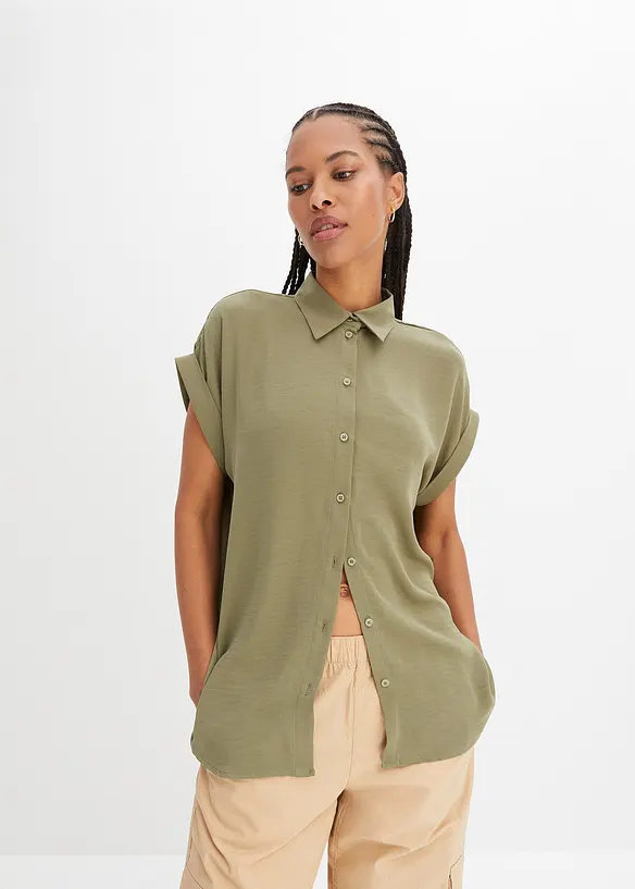 Kurzarmbluse mit recyceltem Polyester, bonprix