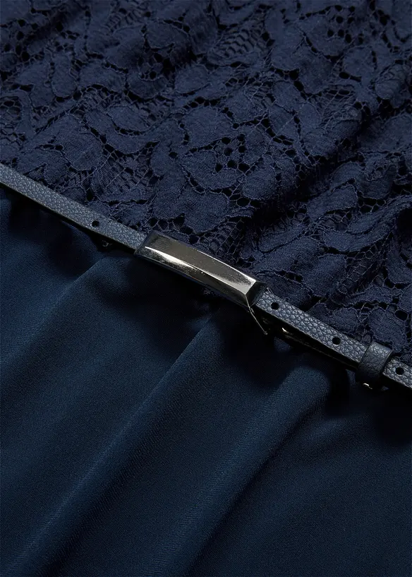 Minikleid mit Spitze und Gürtel, bonprix