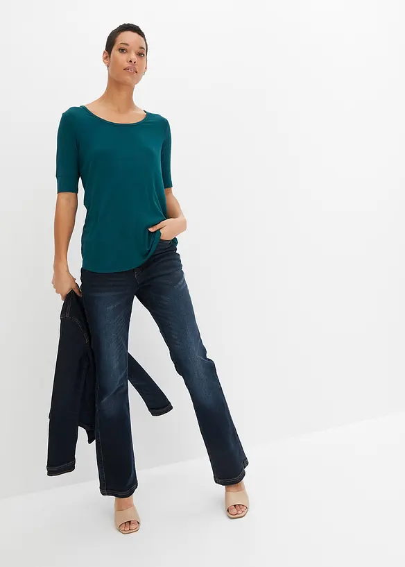 T-shirt à col rond en viscose douce, bonprix