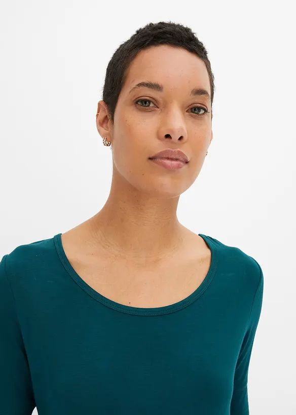 T-shirt à col rond en viscose douce, bonprix