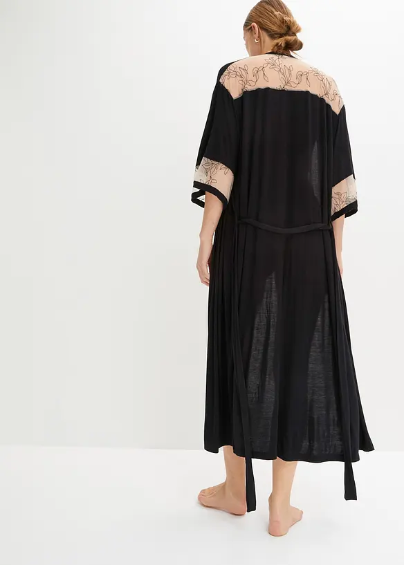 Long kimono en viscose avec broderies, bonprix