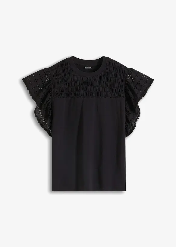 T-shirt à broderies anglaises, bonprix