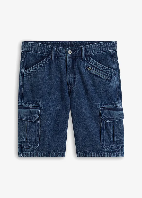 Bermuda cargo en jean, coton, Loose, bonprix