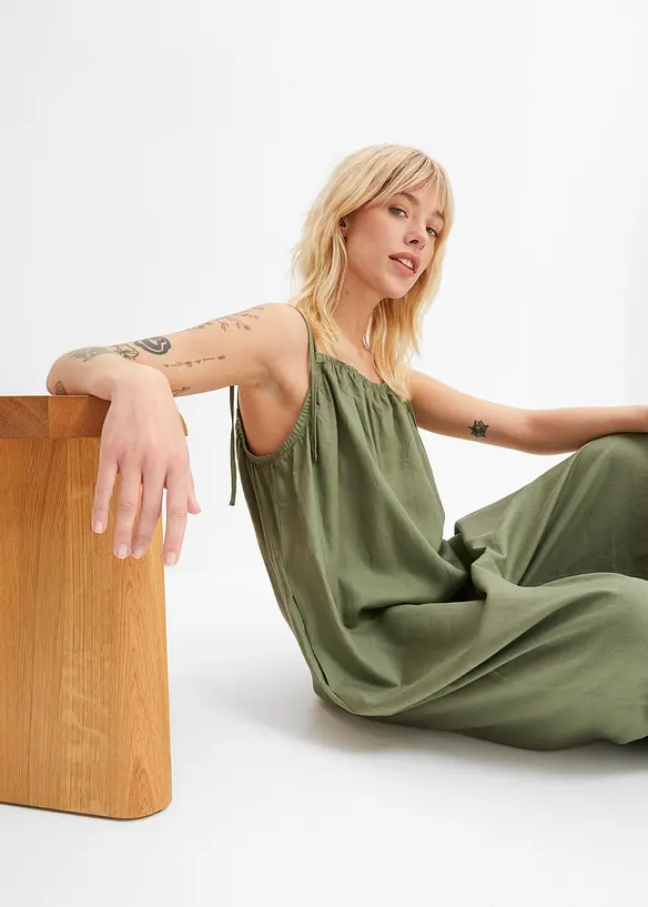 Jumpsuit aus leichtem Leinen-Viskose-Mix, bonprix