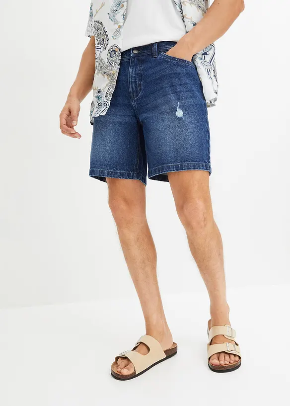 Short long en jean extensible, Regular Fit, bonprix