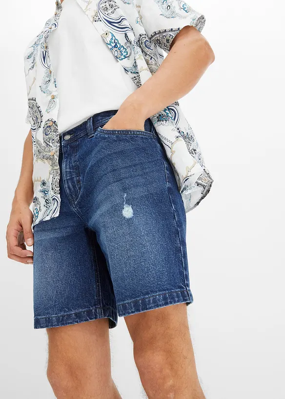 Short long en jean extensible, Regular Fit, bonprix
