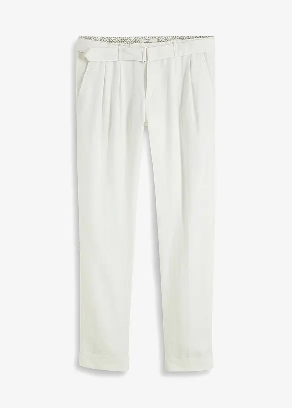 Leinenhose mit Bundfalte und G&uuml;rtel, bpc selection