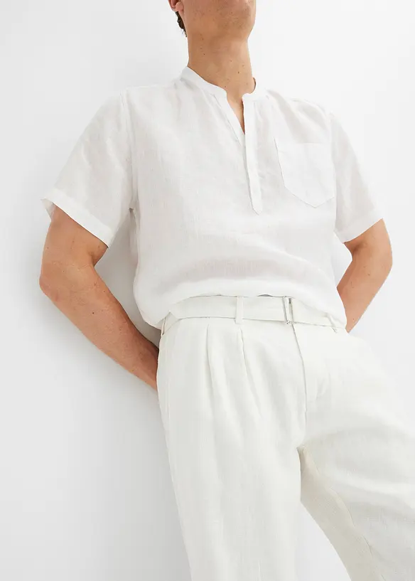 Leinenhose mit Bundfalte und G&uuml;rtel, bpc selection