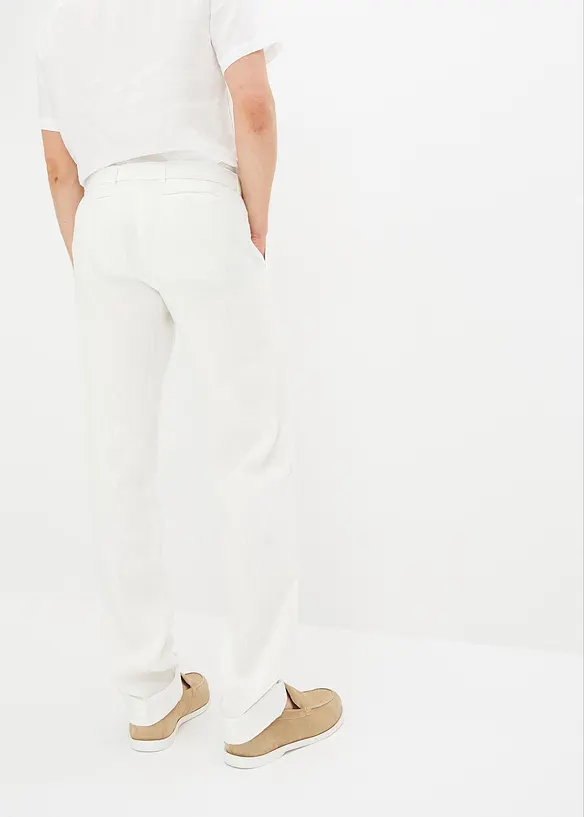 Leinenhose mit Bundfalte und G&uuml;rtel, bpc selection