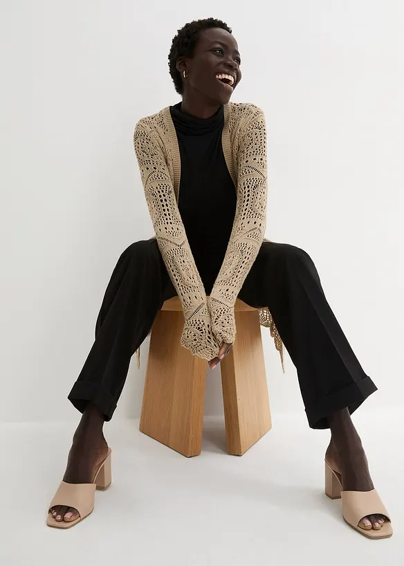 Ajour Longstrickjacke, bonprix