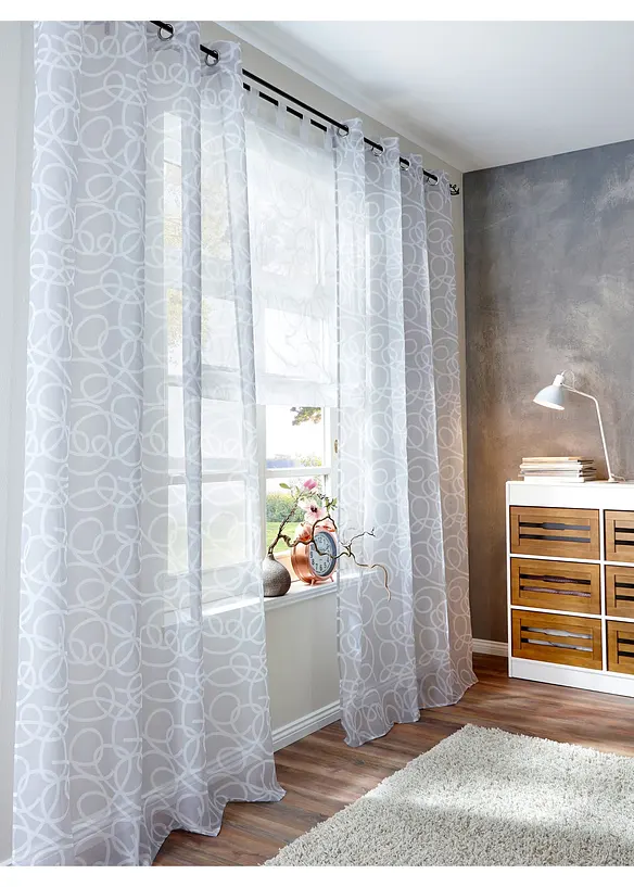 Transparentes Raffrollo mit Druck mit recyceltem Polyester, bonprix