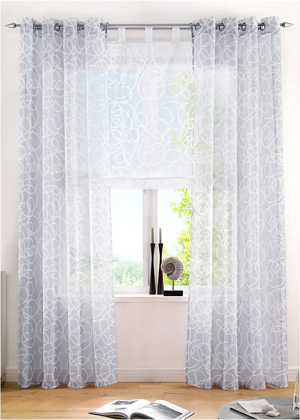 Transparentes Raffrollo mit Druck mit recyceltem Polyester, bonprix