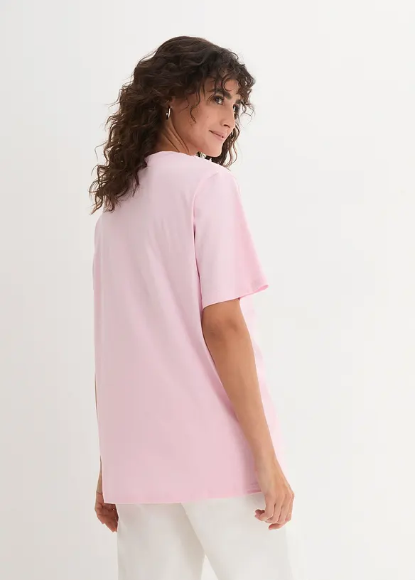 Weites Long-Shirt mit V-Ausschnitt, Kurzarm (5er Pack), bonprix