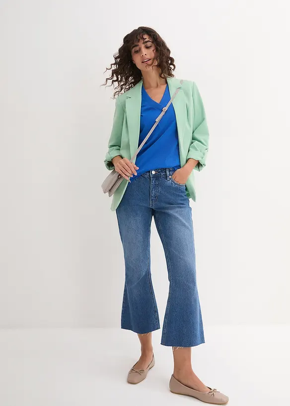 Lot de 5 T-shirts longs et amples &agrave; col V, bonprix