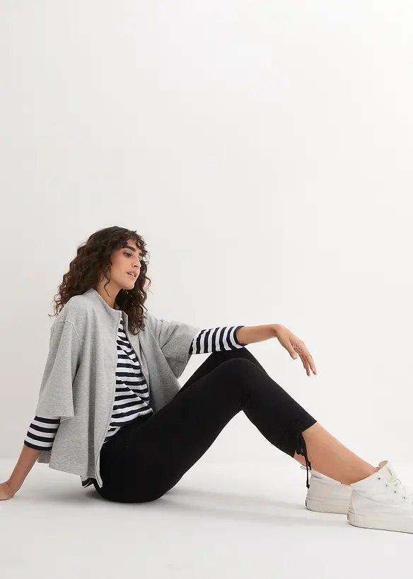 Lot de 2 leggings corsaire avec fronces, bonprix