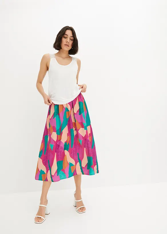 Jupe en satin imprim&eacute;e, bonprix