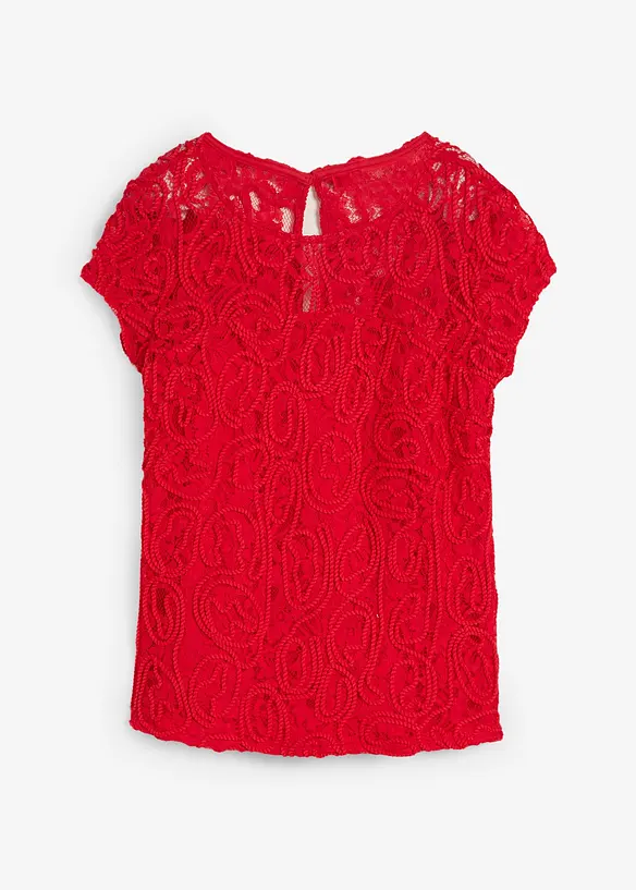 Blouse manches courtes en dentelle cordée, bonprix