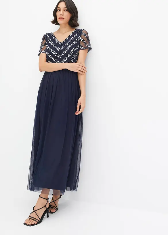 Robe longue brodée de sequins, bonprix