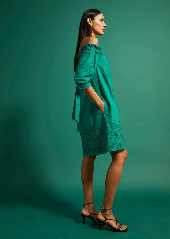 Robe col Bardot 100% coton, bonprix