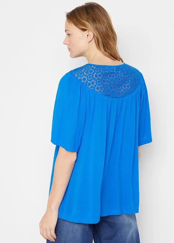 Longue tunique en viscose aspect froissé, manches 1/2, bonprix