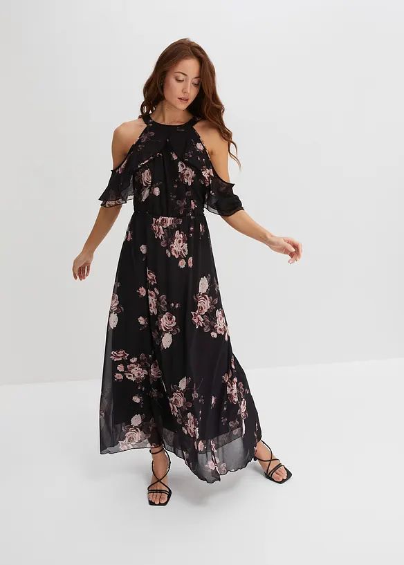 Robe longue en mesh imprim&eacute;, bonprix