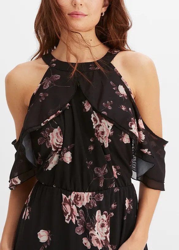 Robe longue en mesh imprim&eacute;, bonprix